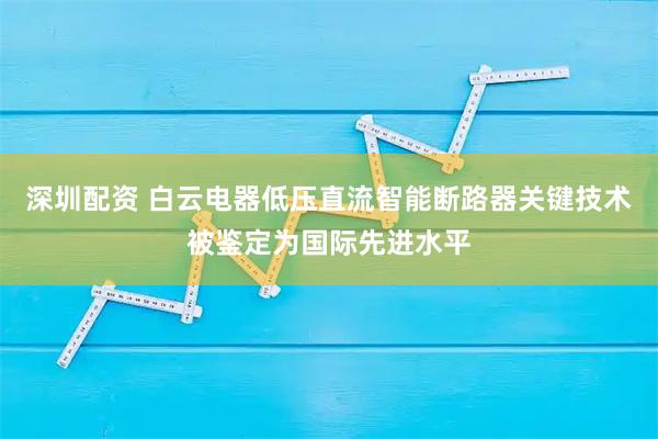 深圳配资 白云电器低压直流智能断路器关键技术被鉴定为国际先进水平